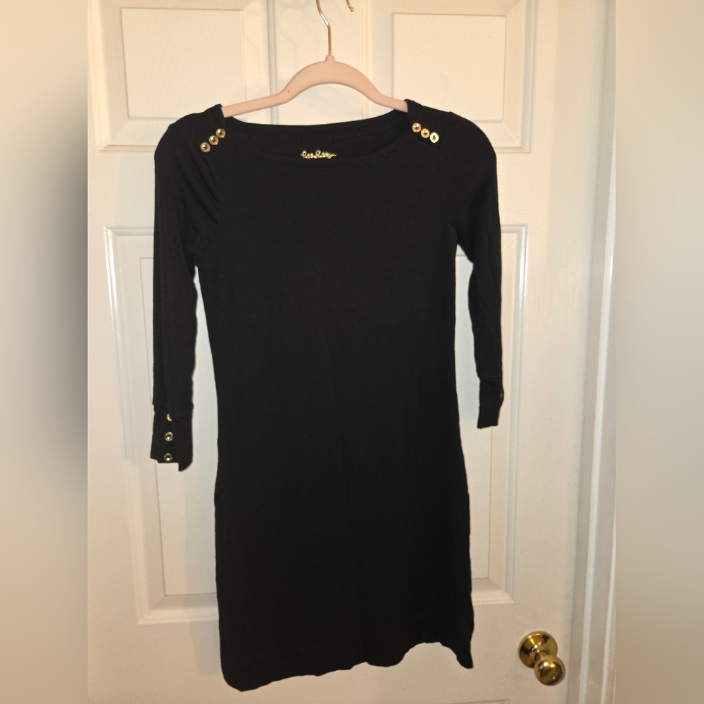 Lilly Pulitzer Black Dress with Gold Accents - Picture 2 of 4